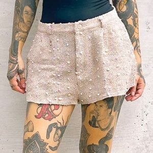 TOPSHOP/Preowned Women’s Bobble Accented High Waisted Shorts Pastel Multi S